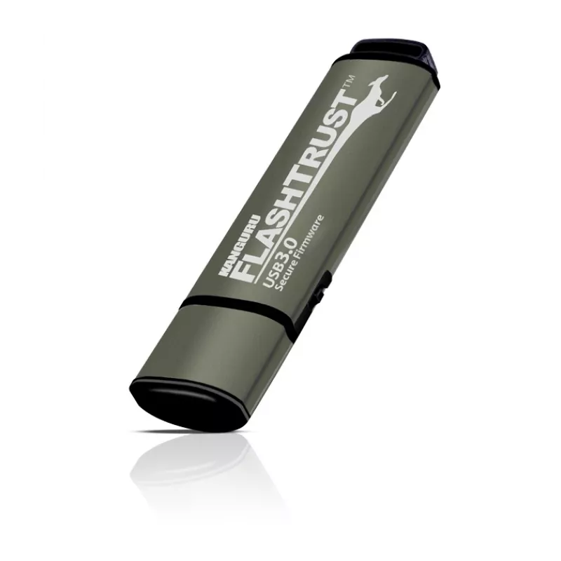 Kanguru FlashTrust™ USB 3.0 16 GB | Pen USB segura | Firmware seguro | Interruptor físico de proteção contra escrita | Proteção contra BadUSB | Cumpre os requisitos NIST para implementação