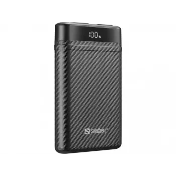 Sandberg Survivor Nano Powerbank 10000, 10000 mAh, iões de lítio (Li-Ion), 3,7 V, 20 W, Preto