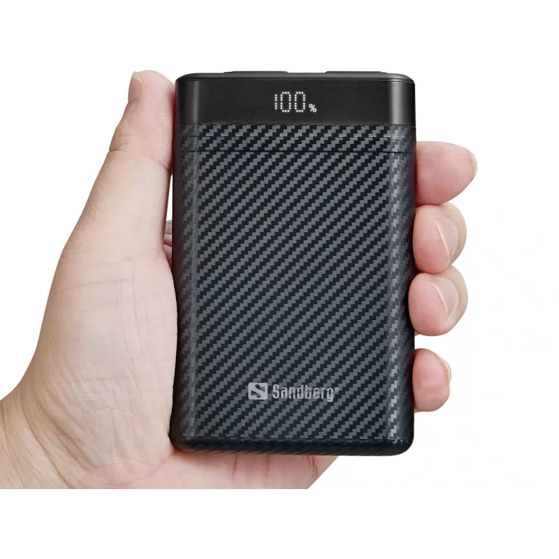 Sandberg Survivor Nano Powerbank 10000, 10000 mAh, iões de lítio (Li-Ion), 3,7 V, 20 W, Preto