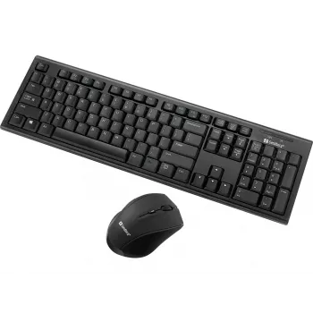 Sandberg Wireless Office DesktopSet INT, Sem fios, RF sem fios, Membrana, QWERTY, Preto, rato incluído