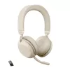 Jabra Evolve2 75 - USB-A MS Teams - Bege, Sem fios, Escritório/Callcenter, 20 - 20000 Hz, 197 g, Headset, Bege