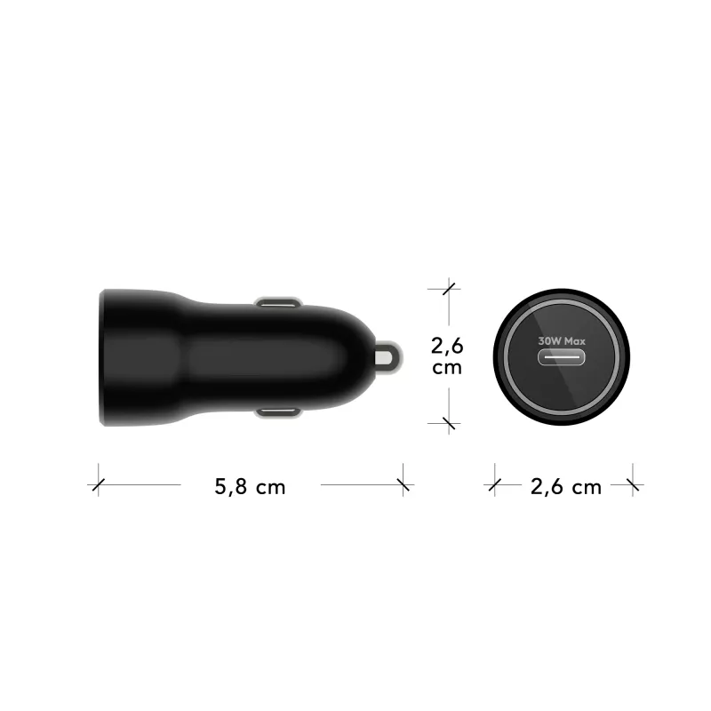 dbramante1928 re-charge - Carregador de automóvel USB-C 30W - preto, automóvel, isqueiro