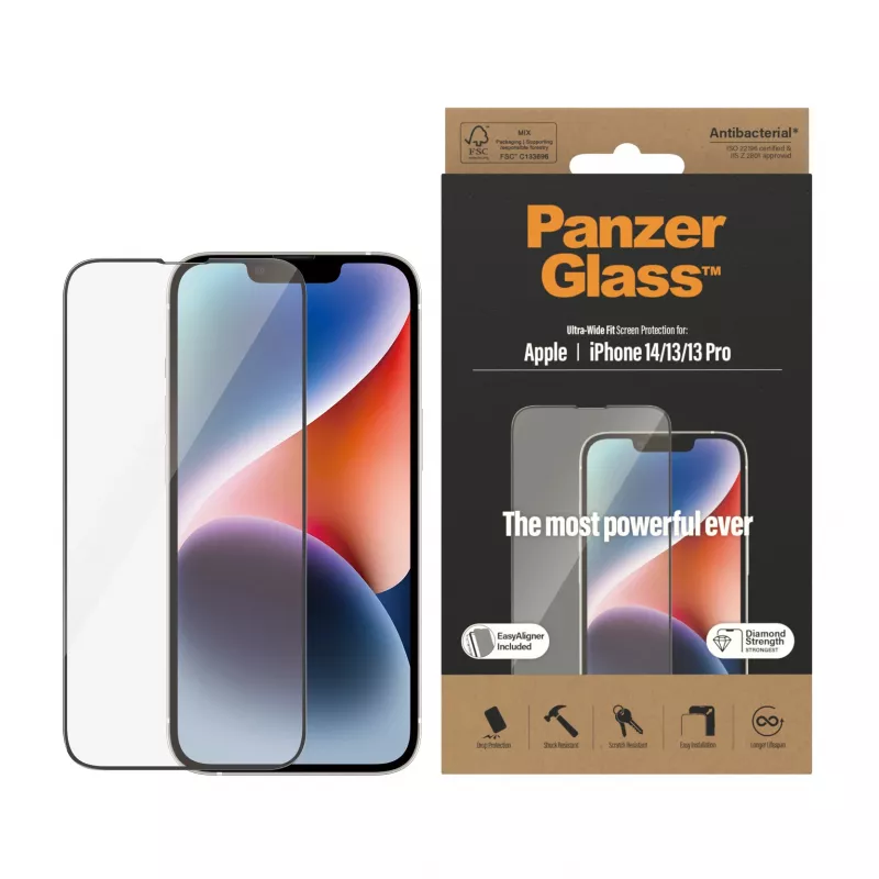 PanzerGlass® proteção de ecrã iPhone 14 | 13 | 13 Pro | Ultra-Wide Fit com EasyAligner