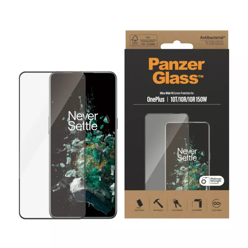 PanzerGlass ® proteção de ecrã OnePlus 10T | 10R | 10R | 150W | Ultra-Wide Fit | preto