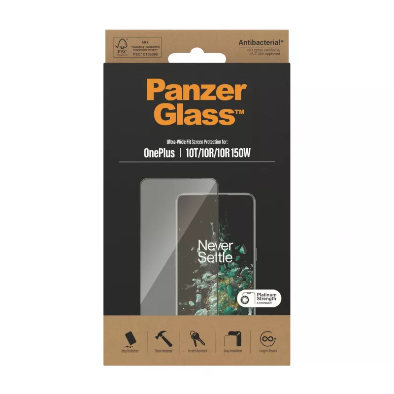 PanzerGlass ® proteção de ecrã OnePlus 10T | 10R | 10R | 150W | Ultra-Wide Fit | preto
