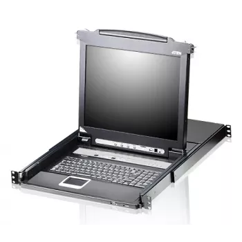 ATEN CL5708N Consola de rack 48,3 cm (19 polegadas) 1280 x 1024 píxeis Metal, Plástico Preto 1HE