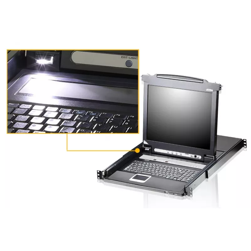Comutador KVM ATEN CL5708N montagem em rack preto USB 1280x1024