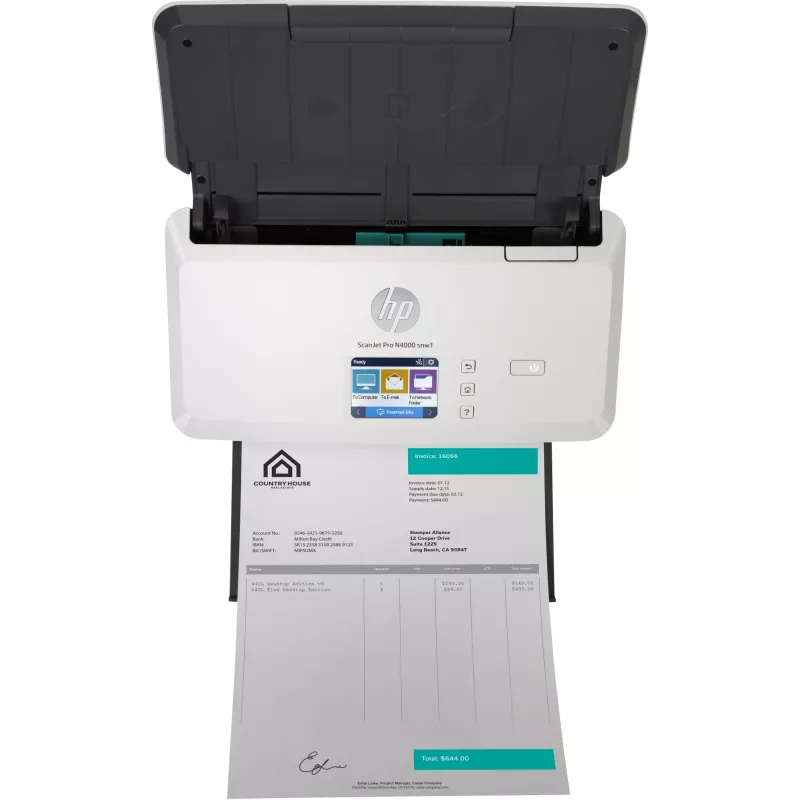 Scanner de alimentação por folhas HP ScanJet Pro N4000 snw1 600 x 600 DPI