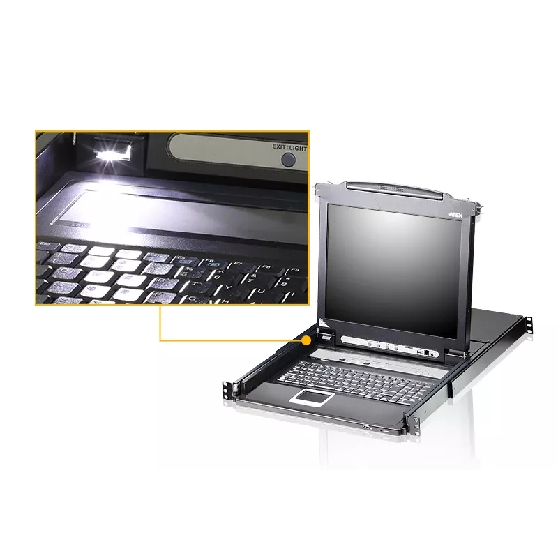 Comutador KVM ATEN CL5708M montagem em rack preto 1U LCD 17 polegadas CL5708M-CH