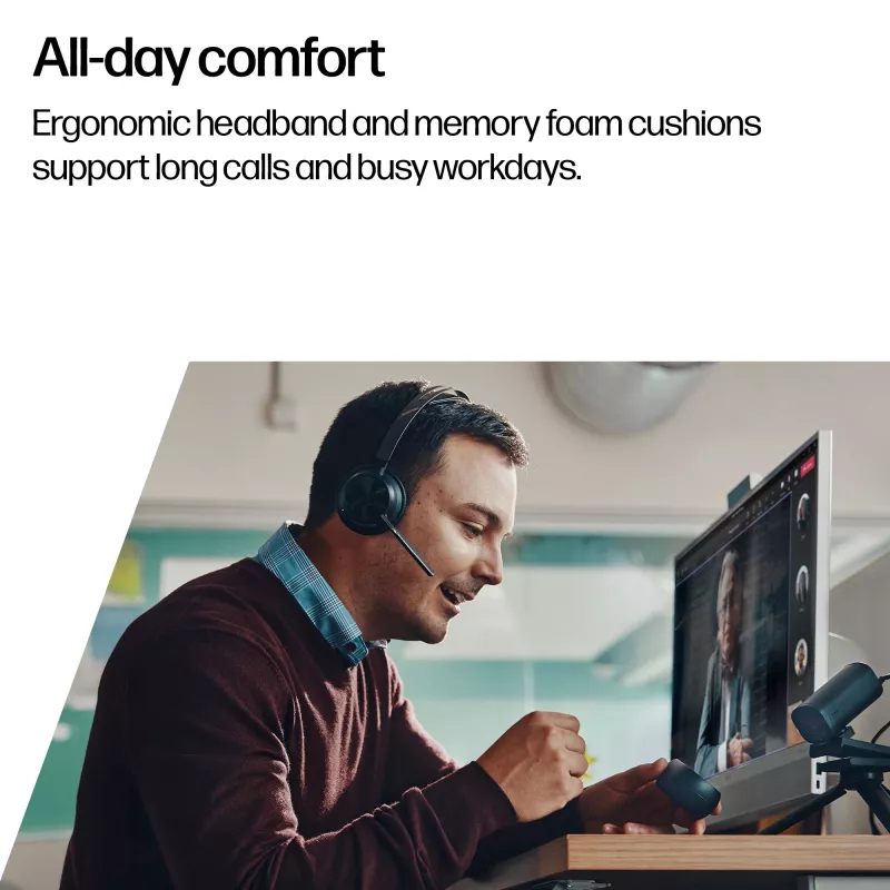Headset HP Poly Voyager Focus 2 Microsoft Teams Certified USB-C-C + adaptador USB-C/A