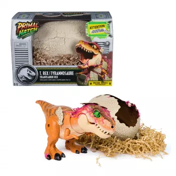 Jurassic World Primal Hatch dinossauro de brincar interativo e ovo, eclodir e treinar o teu próprio bebé dinossauro com mais de 100 sons e reações, brinquedo para rapazes e raparigas a partir dos 5 anos
