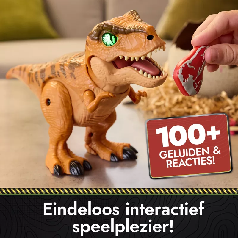 Jurassic World Primal Hatch dinossauro de brincar interativo e ovo, eclodir e treinar o teu próprio bebé dinossauro com mais de 100 sons e reações, brinquedo para rapazes e raparigas a partir dos 5 anos