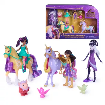 Unicorn Academy, Magic Unleashed Adventure Pack, ideia de presente de Páscoa, inclui bonecas Sophia, Ava, Ravenzella, unicórnios Wildstar, Leaf e mais