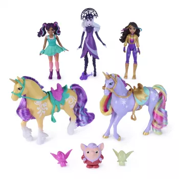 Unicorn Academy, Magic Unleashed Adventure Pack, ideia de presente de Páscoa, inclui bonecas Sophia, Ava, Ravenzella, unicórnios Wildstar, Leaf e mais