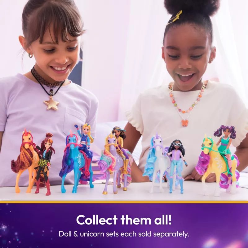 Unicorn Academy, Magic Unleashed Adventure Pack, ideia de presente de Páscoa, inclui bonecas Sophia, Ava, Ravenzella, unicórnios Wildstar, Leaf e mais