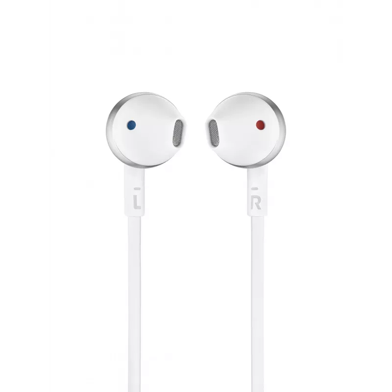 JBL Tune 205, com fios, 20 - 20000 Hz, chamadas/música, 14,3 g, headset, cromado, branco
