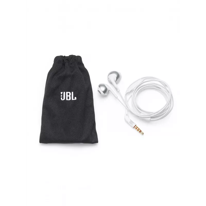JBL Tune 205, com fios, 20 - 20000 Hz, chamadas/música, 14,3 g, headset, cromado, branco