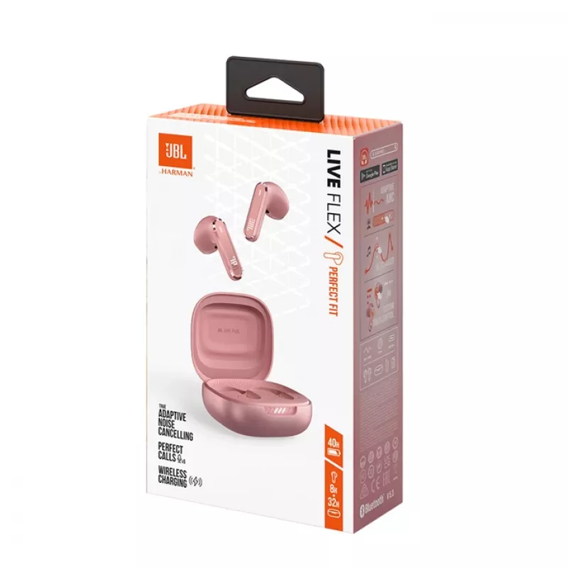 Headset JBL LIVE FLEX sem fios intra-auricular chamadas/música Bluetooth rosa