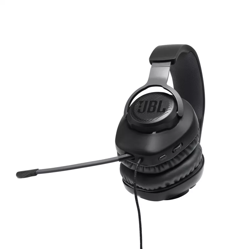 JBL Quantum 100 preto, com fios, gaming, 20 - 20000 Hz, 216 g, auscultadores, preto
