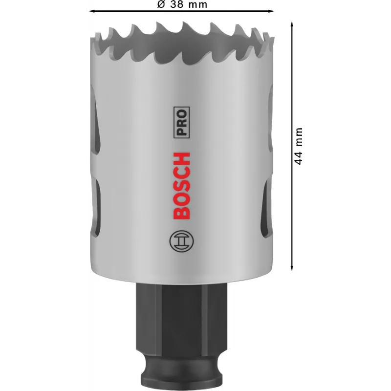 Serra copo Bosch PRO Multi Material PC Plus 44/38 mm — unidade, Ø 38 mm, para pladur, metal, metal não ferroso, plástico, madeira macia