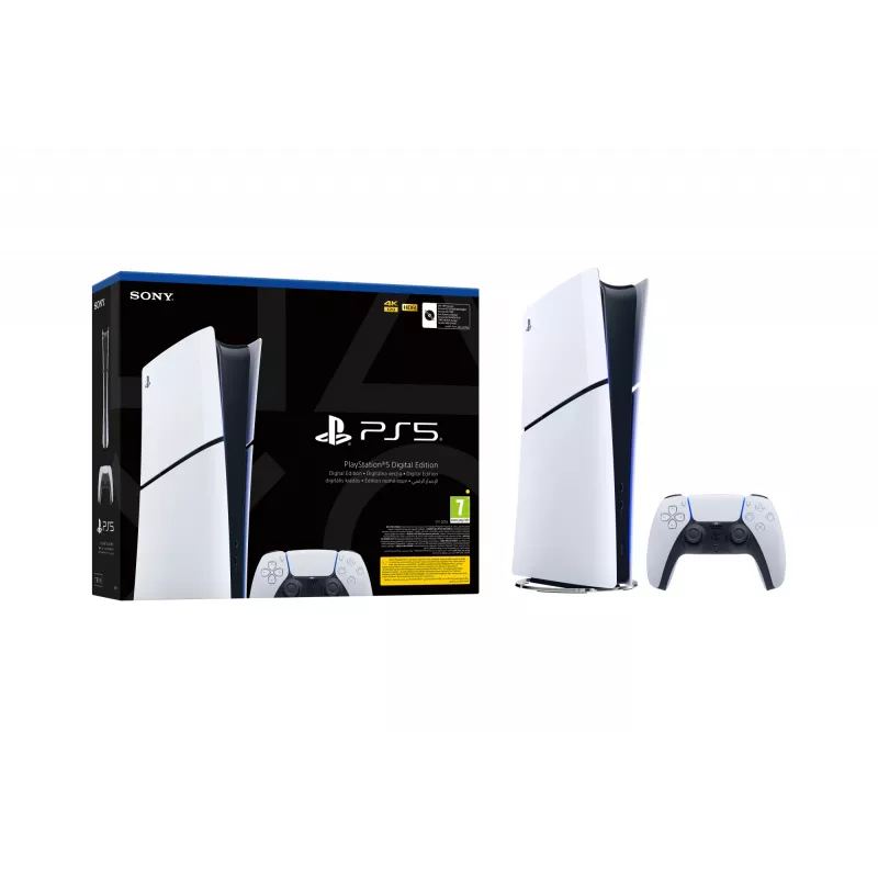 Sony PlayStation 5 (grupo de modelos – slim) Edição Digital, PlayStation 5, Preto, Branco, 16384 MB, GDDR6, 448 GB/s, AMD