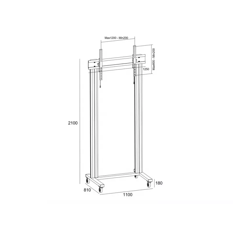 Suporte de ecrã público Multibrackets M Public Display Stand 210 Dual Pillar Wheelbase Preto