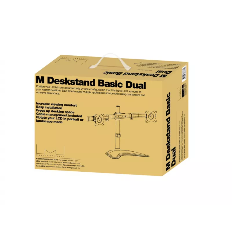 Suporte de secretária Multibrackets M Deskstand Basic Dual, Autónomo, 16 kg, 38,1 cm (15 polegadas), 68,6 cm (27 polegadas), 100 x 100 mm, Preto