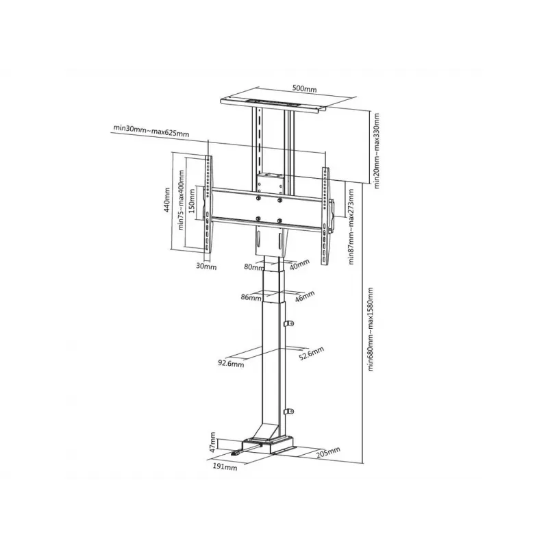 Suporte de TV motorizado Multibrackets M Lift Large capacidade 50 kg ecrãs de 37-65 polegadas
