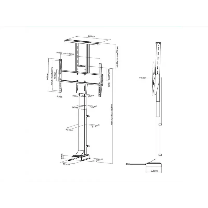 Suporte de TV motorizado Multibrackets M Lift Large capacidade 50 kg ecrãs de 37-65 polegadas