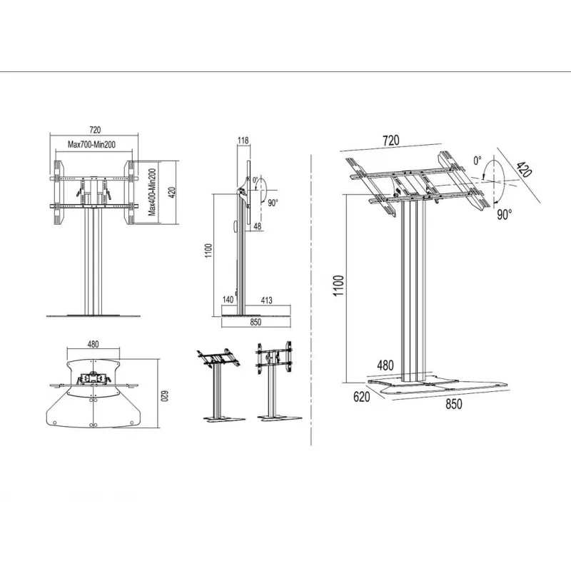Multibrackets M Public Display Stand 110 HD Floorbase Single Preto