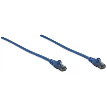 Cabo de rede patch Intellinet, Cat6, 10 m, azul, CCA, U/UTP, PVC, RJ45, contactos banhados a ouro, proteção da patilha, bainha de proteção contra dobras, garantia vitalícia