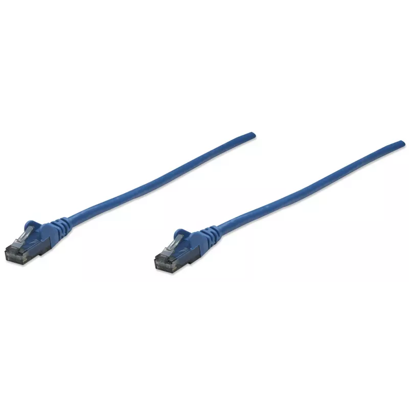 Cabo de rede patch Intellinet, Cat6, 10 m, azul, CCA, U/UTP, PVC, RJ45, contactos banhados a ouro, proteção da patilha, bainha de proteção contra dobras, garantia vitalícia
