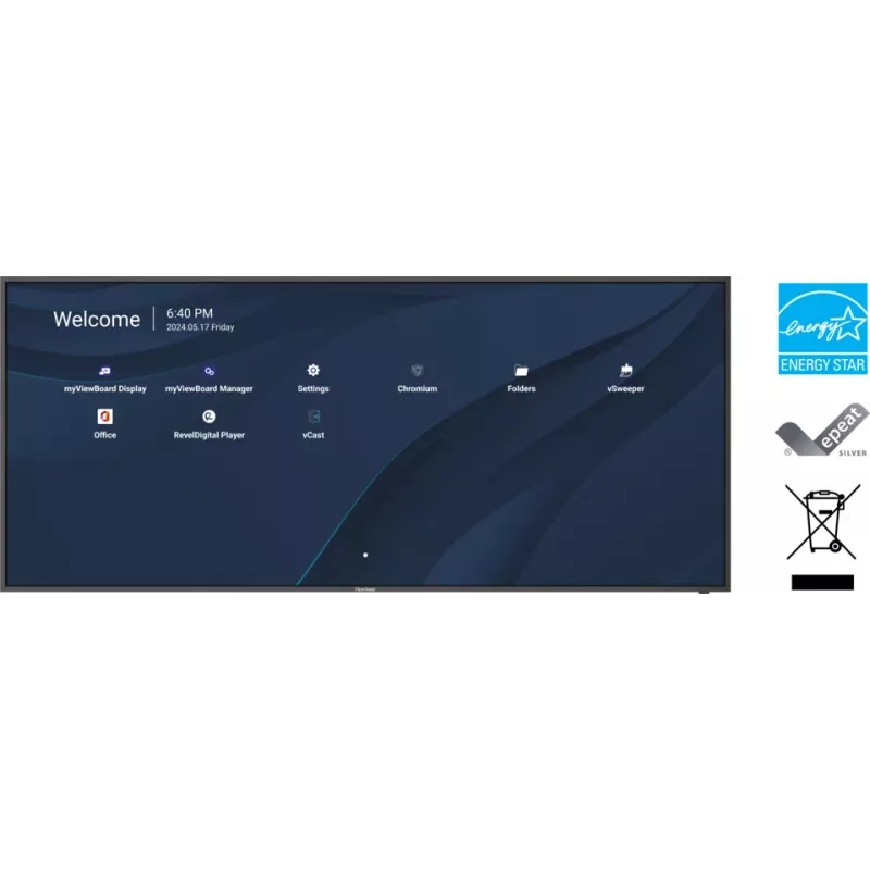 Quadro interativo Viewsonic CDE105UW 2,67 m (105 polegadas) 5120 x 2160 píxeis preto