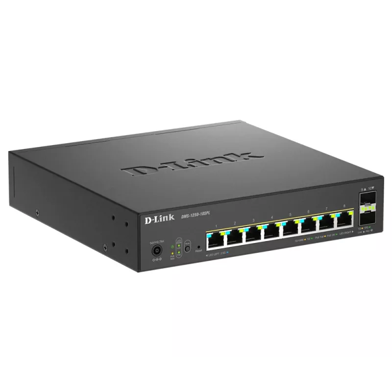 Switch D-Link 10 portas Multi-Gigabit Smart Managed PoE+ com 8 portas Multi-Gigabit 2.5G PoE e 2 portas 10G SFP+