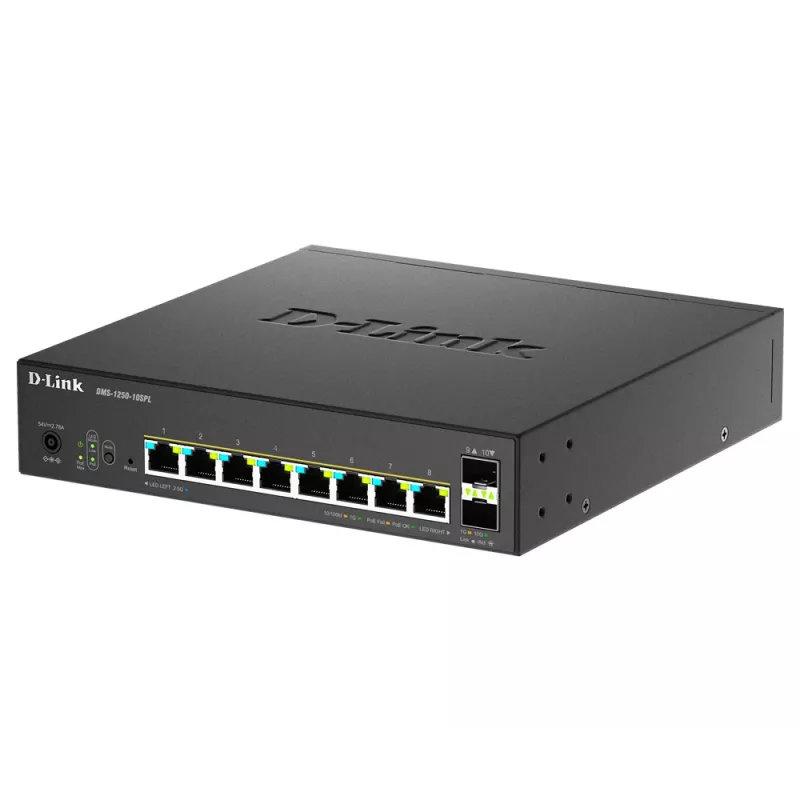 Switch D-Link 10 portas Multi-Gigabit Smart Managed PoE+ com 8 portas Multi-Gigabit 2.5G PoE e 2 portas 10G SFP+