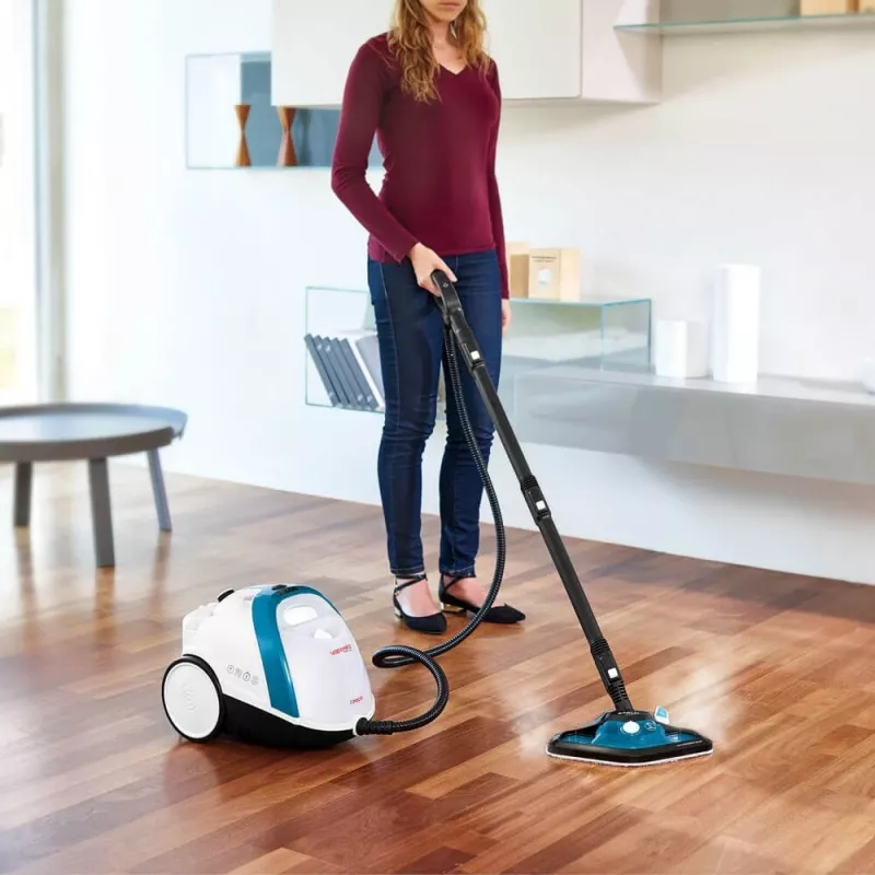 Limpa a vapor cilíndrico Polti Vaporetto Smart 100_B 1500 W azul, branco