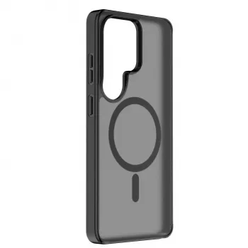 Cellularline FROSTY MAG - capa semitransparente para Galaxy S26 Ultra com superfície mate e bordas coloridas, compatível com o ecossistema Qi2 e acessórios magnéticos para Samsung.
