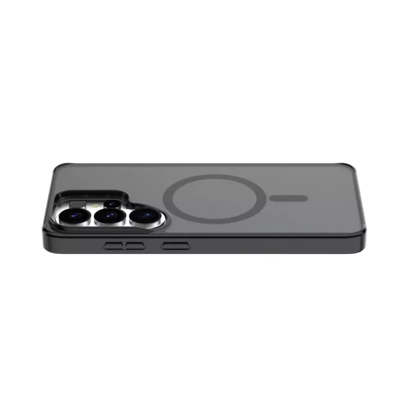 Cellularline FROSTY MAG - capa semitransparente para Galaxy S26 Ultra com superfície mate e bordas coloridas, compatível com o ecossistema Qi2 e acessórios magnéticos para Samsung.