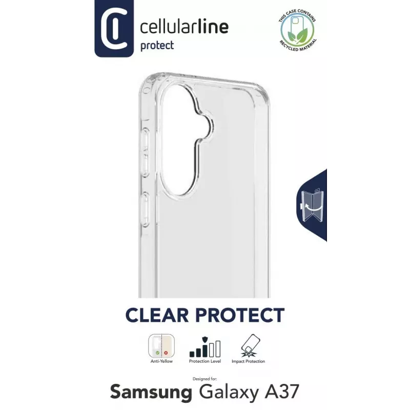 Cellularline Clear Protect – capa rígida para Galaxy A37 com bordas de borracha