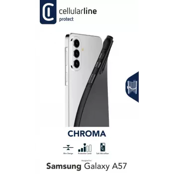 Cellularline CHROMA – capa TPU colorida para Galaxy A57 com superfície mate e texturada e forro interior de microfibra resistente a riscos. Protege as bordas e os botões sem alterar o design do telefone.