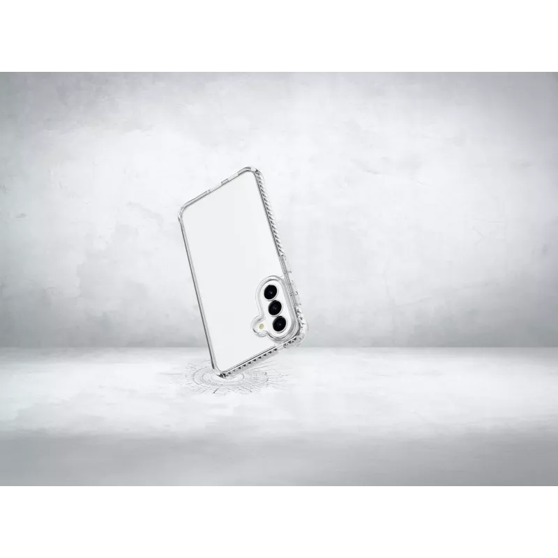 Cellularline Ultra Strong - capa transparente ultraprotetora para Galaxy A57 com bordas amortecedoras e câmaras de ar integradas, desenvolvida para proteção máxima em quedas acidentais.