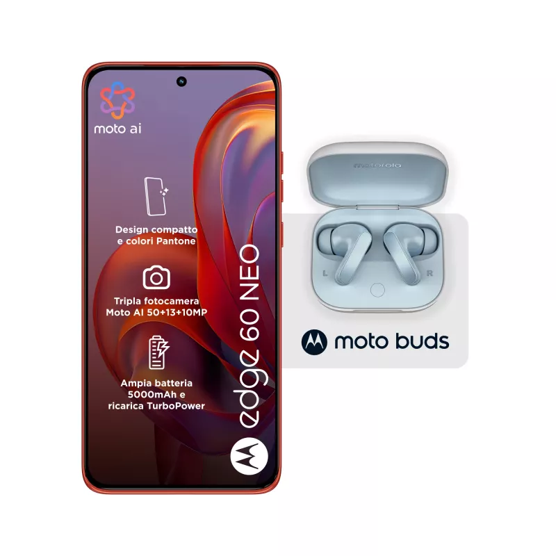 Motorola edge 60 neo + Moto Buds PG38C05749 16,1 cm (6,36 polegadas) Dual SIM Android 15 5G USB-C 8 GB 256 GB 5200 mAh vermelho