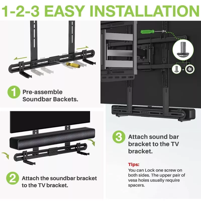 Suporte de parede universal Techly para barra de som VESA máx. 600x400