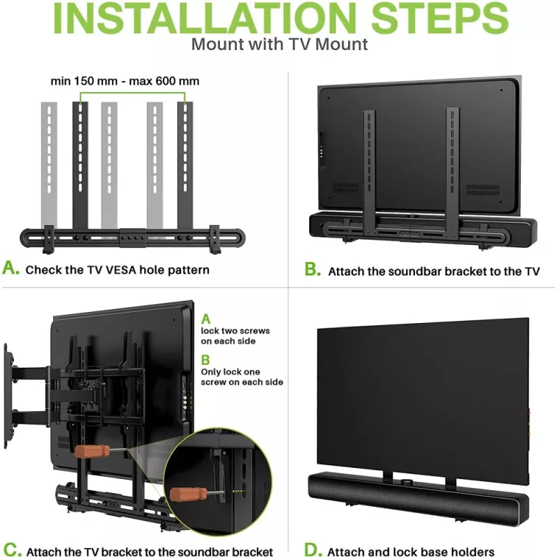 Suporte de parede universal Techly para barra de som VESA máx. 600x400