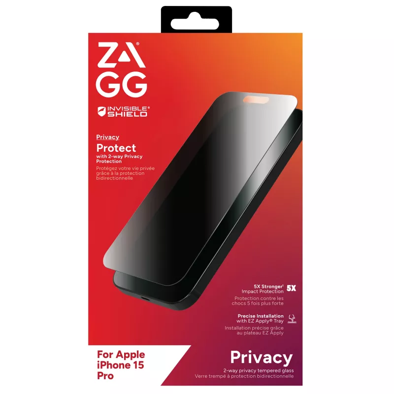 ZAGG InvisibleShield Glass Elite Privacy AM E Apple iPhone 15 Pro ecrã EN/FR