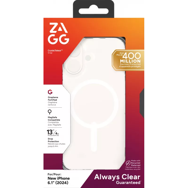 ZAGG Cases Crystal Palace Snap Apple iPhone 16 transparente, capa, Apple, iPhone 16, 15,5 cm (6,1 polegadas), transparente