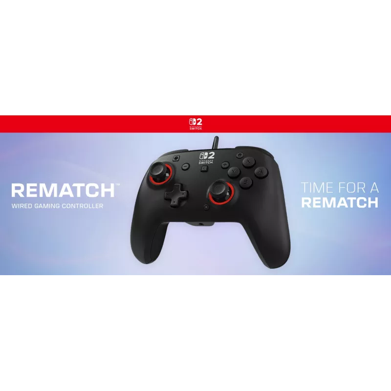 Comando de jogos com fios Turtle Beach Rematch para Nintendo Switch 2 – USB-C, cabo de 3 m, botão de retroceder, D-pad, preto