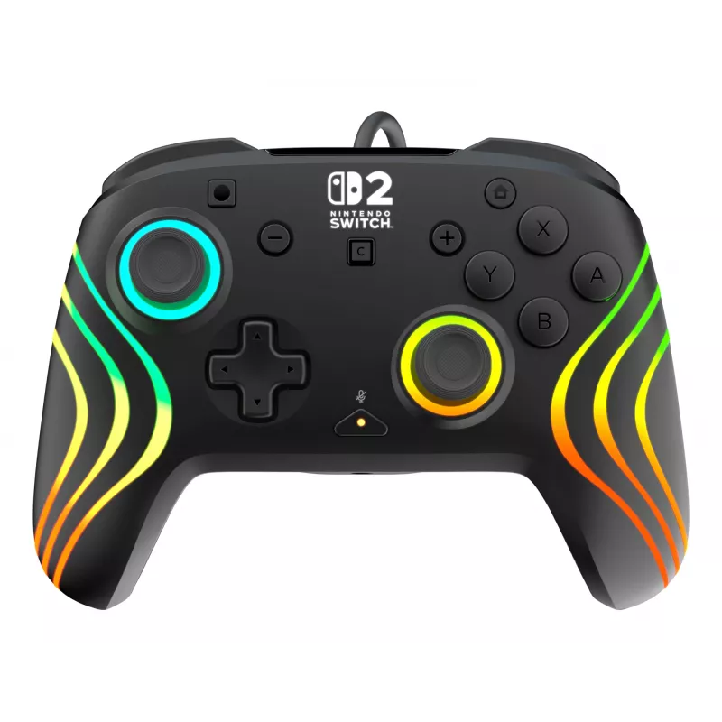 Gamepad Turtle Beach Afterglow Wave preto com fios RGB para Nintendo Switch / Switch 2, USB-C, cabo de 3 m