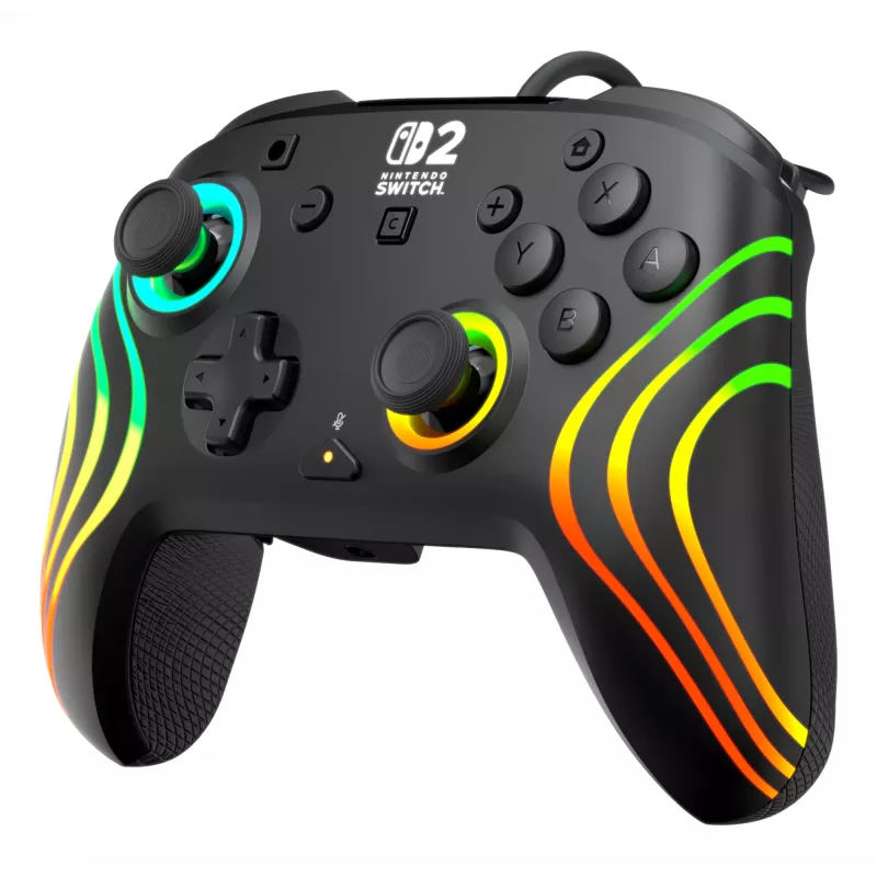 Gamepad Turtle Beach Afterglow Wave preto com fios RGB para Nintendo Switch / Switch 2, USB-C, cabo de 3 m