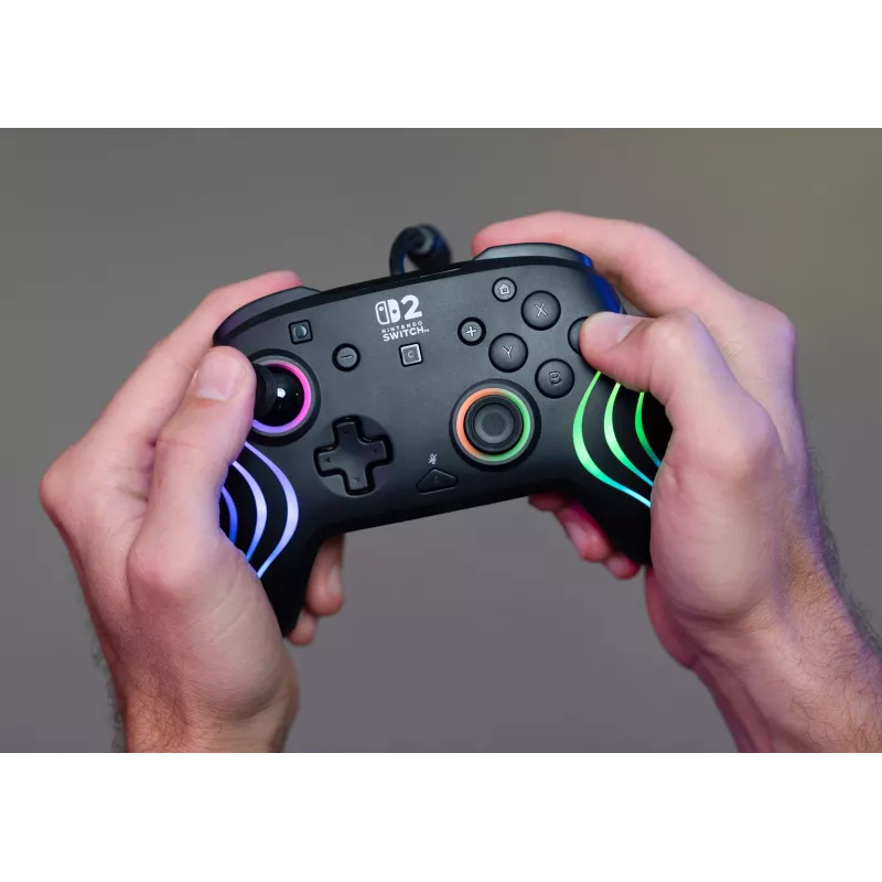 Gamepad Turtle Beach Afterglow Wave preto com fios RGB para Nintendo Switch / Switch 2, USB-C, cabo de 3 m